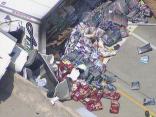 Truck Spills Dog Food Over I-35E