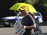 Sheehan Leads Dozens in Protest Near Bush's Home