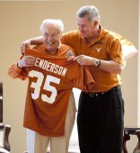 Oldest Former Longhorn Meets Mack Brown