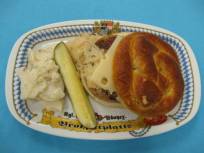 Oktoberfest Bratwurst Burger on Pretzel Bun