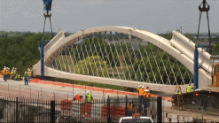 First Arch in New Fort Worth Bridge in Place