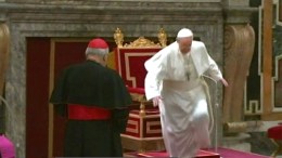 Pope Stumbles in Front of Cardinals