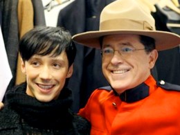 Johnny Weir Meets Stephen Colbert