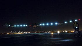 Solar Plane Lands at DFW Airport