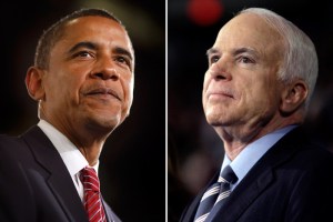 Barack Obama and John McCain face off in the presidential election on November 4, 2008.