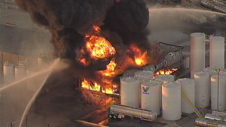 Dramatic Photos: Industrial Facility Catches Fire