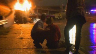 Woman Pulls Man From Burning 18-Wheeler