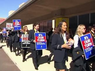 AA Flight Attendants Demonstrate for Higher Wages
