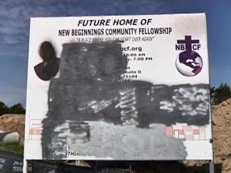Church Construction Sign Defaced With Racial Slur