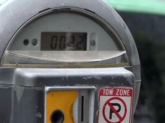 Cabs Crowd Downtown Street Parking Spaces