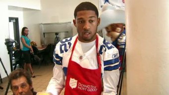 Cowboys Players Serve Early Thanksgiving Dinner At Salvation Army