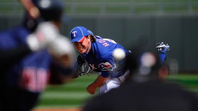 Rangers Beat Indians Split Squad Sunday