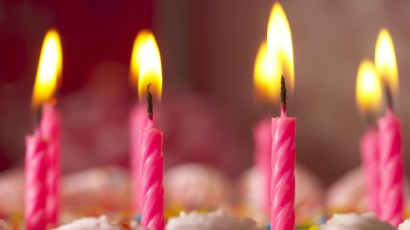 Closeup of birthday cake candles