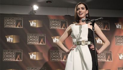 Anne Hathaway  tied with Meryl Streep for Best Actress at the Critic's Choice Awards.  