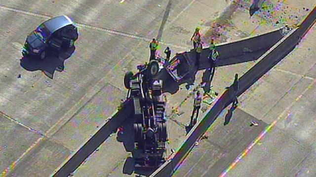 Photos: Truck Overturns on I-30