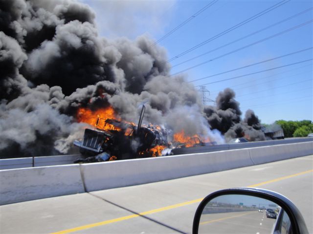 Fiery 18-Wheeler Crash in Lewisville