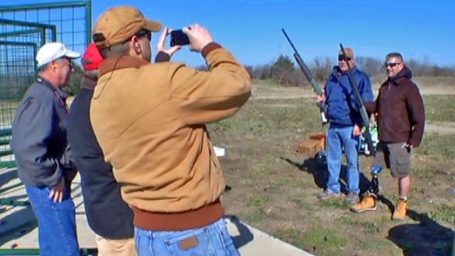 Three dozen veterans from across the country gather at a Dallas shooting range.
