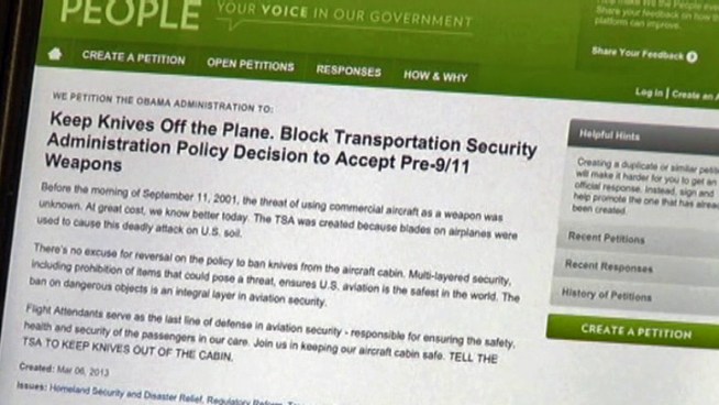 Flight attendants are asking you to sign a petition to keep existing weapons and sporting equipment restrictions in place.