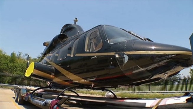 A helicopter worth millions sits in the Dallas Police impound lot. It was reported stolen by a Fort Worth-based company and recovered by Dallas Police at a hotel.