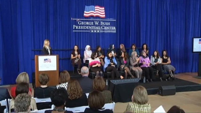 Former first lady Laura Bush and the Bush Institute spoke today to encourage Egyptian woman to become leaders at home and abroad.