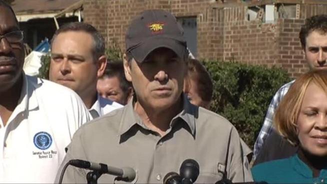 Gov. Rick Perry toured Lancaster to observe damage to the town from Tuesday's tornadoes. NBC 5's Kendra Lyn reports on the governor's response to the devastation.