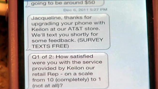 AT&T spoiled a couple's Christmas surprise when their son got a text message asking him about the phone they him for Christmas.