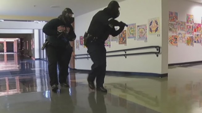 Lake Dallas Middle School is being used as a training ground for police agencies practicing for an active shooter situation.