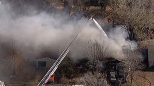 Home destroyed by fire in the 6100 block of Kelly-Elliott in Arlington.
