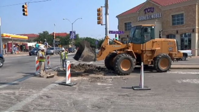 Berry Street at University Drive near the campus of Texas Christian University will shut down for construction next week for six weeks.