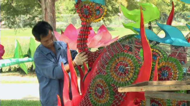 45 artists and builders flew in from China to put together the Chinese Lantern Festival for the State Fair of Texas.