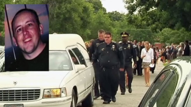 Dallas County Deputy Constable Guy Farley was laid to rest in Mesquite Wednesday. He was killed Saturday in a crash with a wrong-way driver in Crandall.