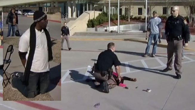 Patrick Knox (inset) is in jail and his wife is in the hospital after a brutal beating in the parking lot of the Collin County Courthouse. There were many witnesses to the beating including an NBC 5 photojournalist.