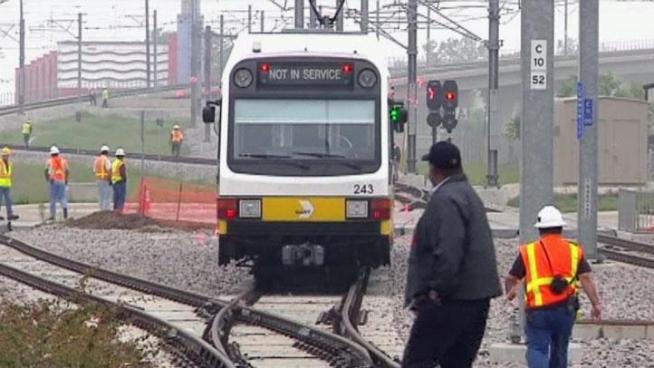 Crews with the Dallas Area Rapid Transit system tested the new Orange Line, inspecting every inch of track on the five-mile route to the Irving Convention Center.