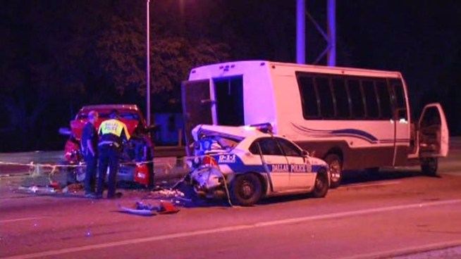 A Dallas police officer and tour bus driver were injured in an overnight accident in the 3500 block of U.S. 175 in Dallas.