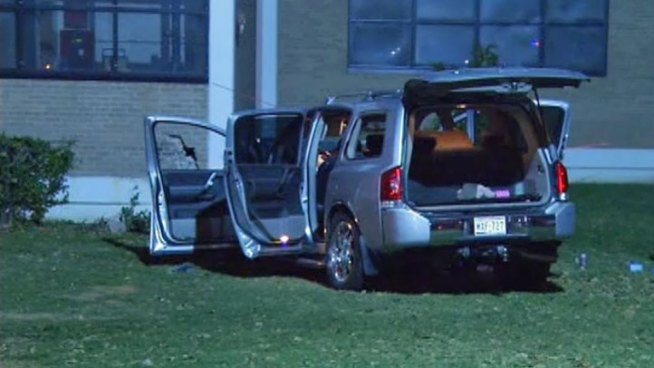 Dallas police are looking for as many as six gunman after a deadly shooting just before midnight Friday. Two men were shot an apartment complex then crashed into Julius Dorsey Elementary.