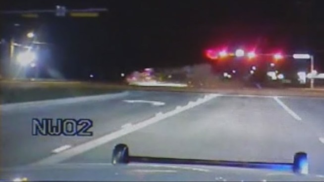 DeSoto Police released dashcam video that shows officers chasing a burglary suspect when a concrete truck slams into him. The chase started around 5:30 a.m. in DeSoto and ended in Glenn Heights.