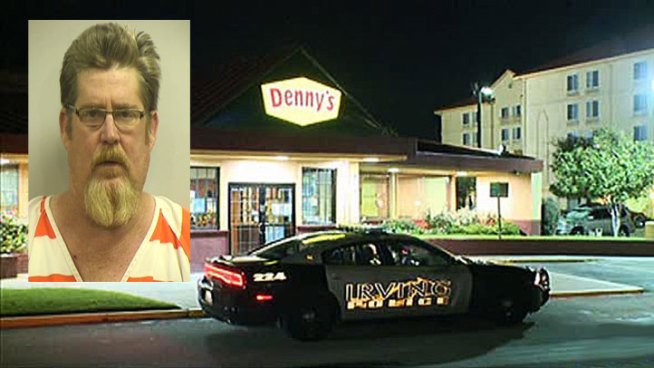 The estranged husband of a waitress that was stabbed in an Irving Denny's restaurant was arrested Tuesday.