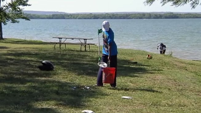 Workers spent long hours cleaning up after thousands of people who celebrated the Fourth of July at Joe Pool Lake's Lynn Creek Park.