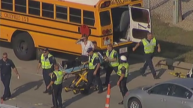 Six passengers on a Colleyville Heritage High School bus were injured an accident at State Highway 114 and Texan Trail.