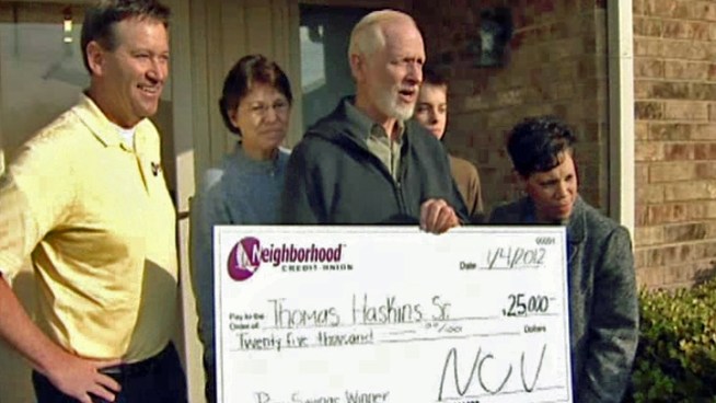Thomas and Phillis Haskins won $25,000 from Neighborhood Credit Union.