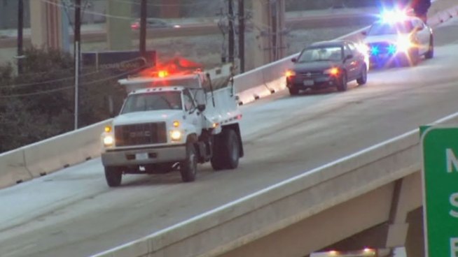 The High Five in Dallas was a big problem spot for drivers on Tuesday morning until TxDOT crews got out and treated the roadways.