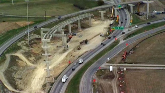 Chopper 5 shows the I-35W/Loop 820 interchange where the Texas Department of Transportation plans to close various lanes Wednesday night until Thursday morning.