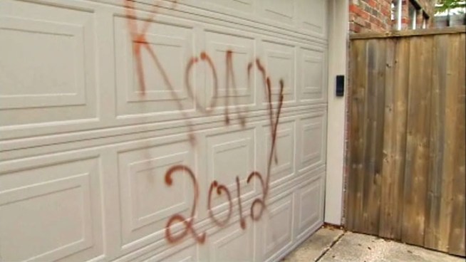 Vandals have spray-painted 
