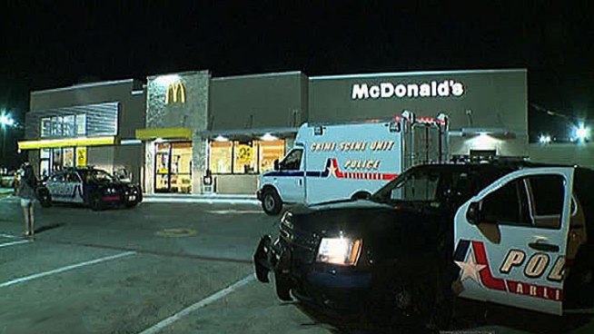 A teenager is in the hospital Thursday morning after being shot outside a McDonald's fast-food chain in Arlington. Police are searching for the gunman.