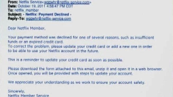 If you receive an email from Netflix asking you to update your credit card information on file, beware it may be a phishing scam aimed at getting your credit card and even PIN.