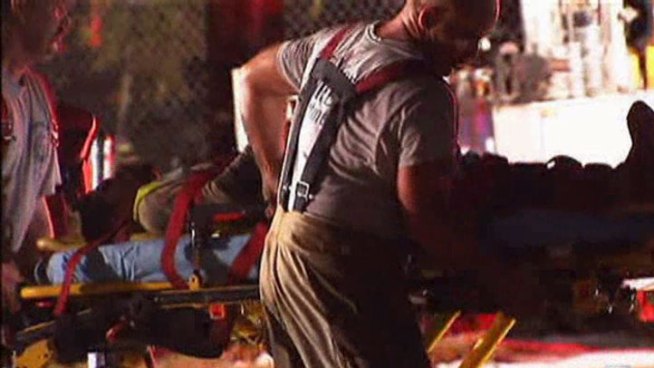 Oncor employee going to be okay after being injured while working on power lines after a fire at an abandoned apartment complex.