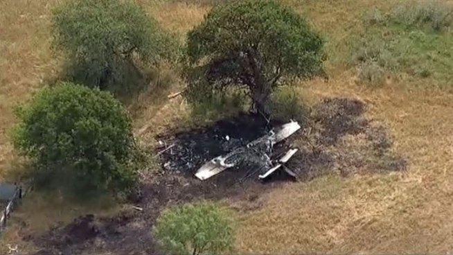 Steve Dauenhouer was killed Sunday evening while he was trying to land the Cessna 210 on a grass runway about a half-mile from his home in Boyd. His 19-year-old son, the son's girlfriend and her father all were taken to Parkland Hospital in Dallas for treatment of burns.
