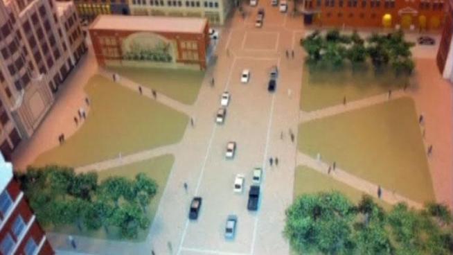 Sundance Square is a construction zone as work begins on new office buildings and a plaza that will replace parking losts on Main Street between Third and Fourth Streets.
