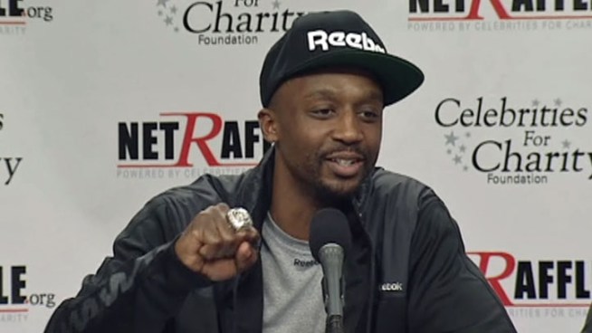 Dallas Mavericks' Jason Terry talks about the raffle of a Mavs NBA Championship Ring for charity.