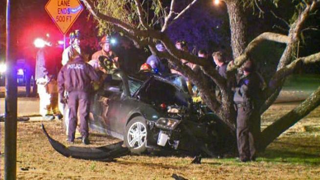 A chase in Trophy Club ended in a crash at Trophy Club Drive and Avenue 20 early Tuesday morning.